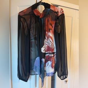 Jennifer Lopez long sleeve sheer blouse